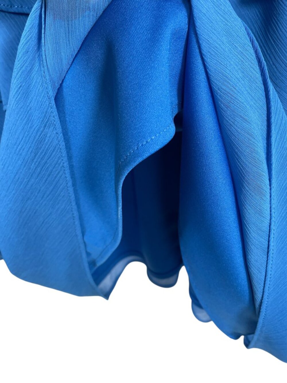 London Times Blue Tiered Chiffon Cocktail Dress Sleeveless V-Neck Size 8 - Picture 9 of 11